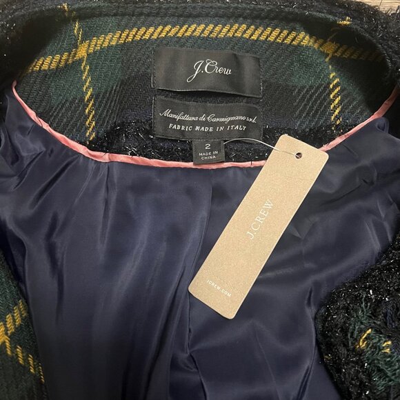 NEW J. Crew Lady Jacket in Lurex Black Watch Plaid Size 2 NWT - Picture 6 of 12